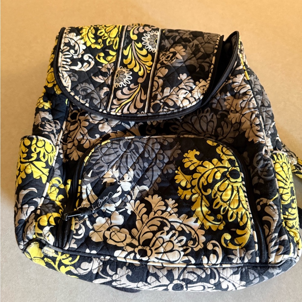 Vera Bradley Black and Yellow Floral Backpack